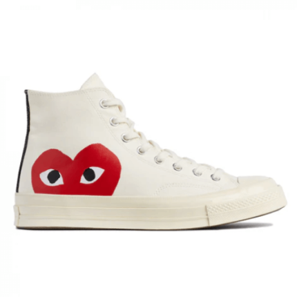 White CDG Converse Big Heart High Top