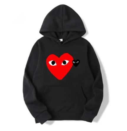 Black CDG Double Heart Hoodie