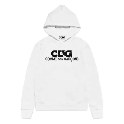 White Comme des Garçons Logo Hoodie