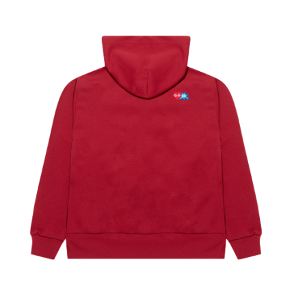 CDG Play Zip Hoodies Red Invader Heart and Blue Emblem