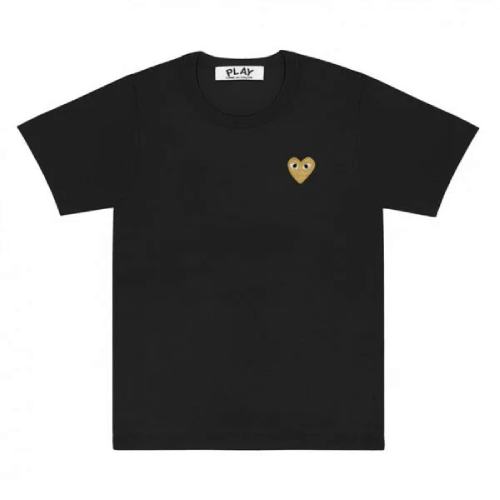 Black CDG Play Basic T-Shirt Gold Emblem