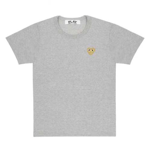 CDG Play Basic Tee Gold Emblem Grey