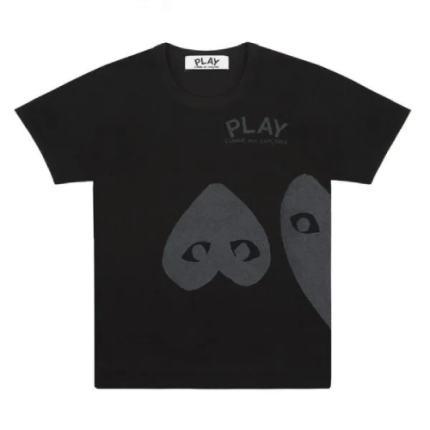 CDG Play Black Tee Black Three Heart Screenprint