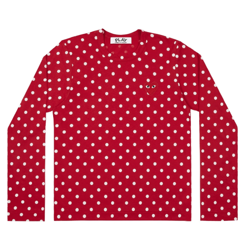 CDG Play Long Sleeve Polka Dot Red T-Shirt