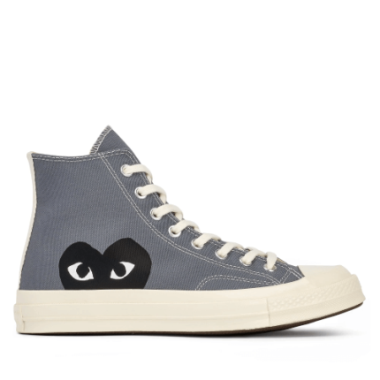 CDG Grey Converse Black Heart High Top