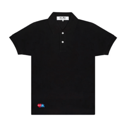 CDG Play Polo Red Heart Invader and Blue Emblem