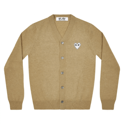 CDG Play White Heart Natural Series Camel Cardigan