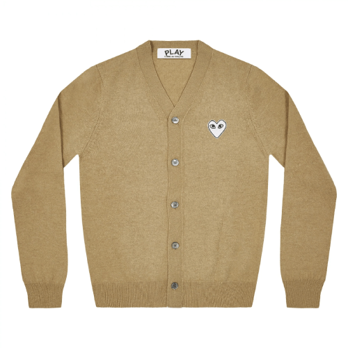 CDG Play White Heart Natural Series Camel Cardigan