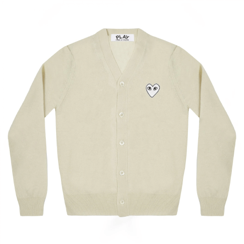 CDG Play White Heart Natural Series Men’s Cardigan Beige