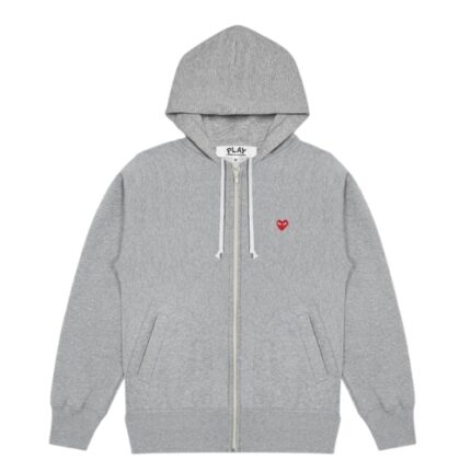 CDG Play Small Emblem Zip Hoodie Gray