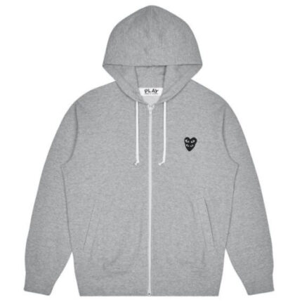 CDG Play Zip with Black Family Heart Hoodie