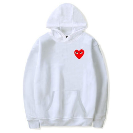 CDG Small Heart Pullover Hoodie White