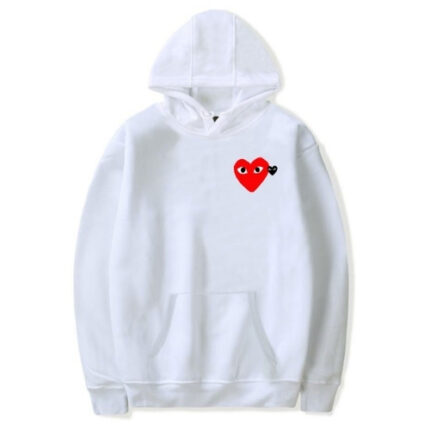 Comme des Garçons Double Heart White Hoodie