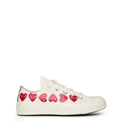 CDG Play x Converse Multi Heart Low White
