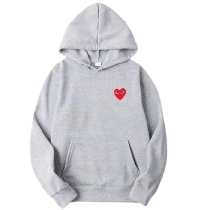 Comme Des Garçons Small Red Heart Grey Hoodie