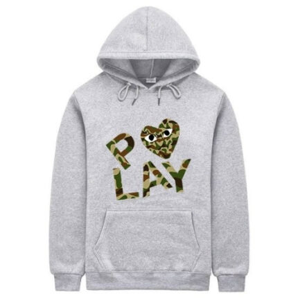 PLAY Camo Heart Graphic Grey Hoodie